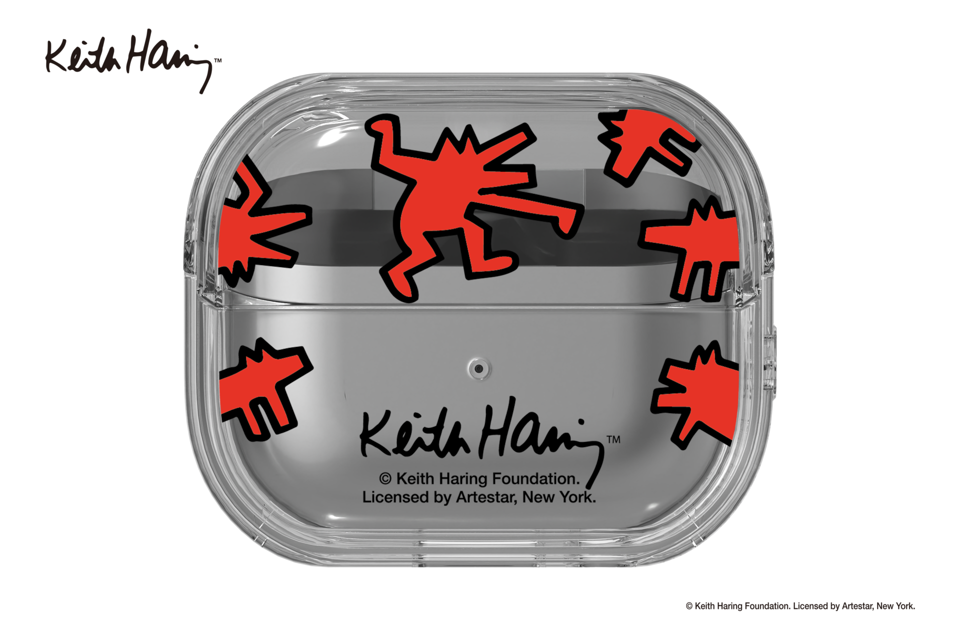 Samsung Galaxy Buds3 Keith Haring Slickback Clear Case, Red