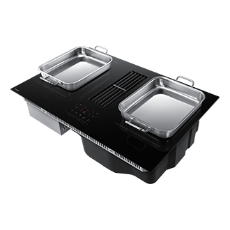 Cooktop Extractor Induction Hob and Anti Scratched Glass . Dynamic-with-pot2 Black 