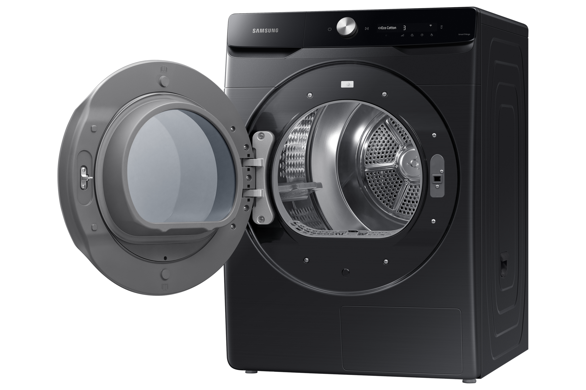 Laundry Dryer with Hybrid Heat Pump and AI Control DV16DG8600BVU3 R-Perspective-Open Black 