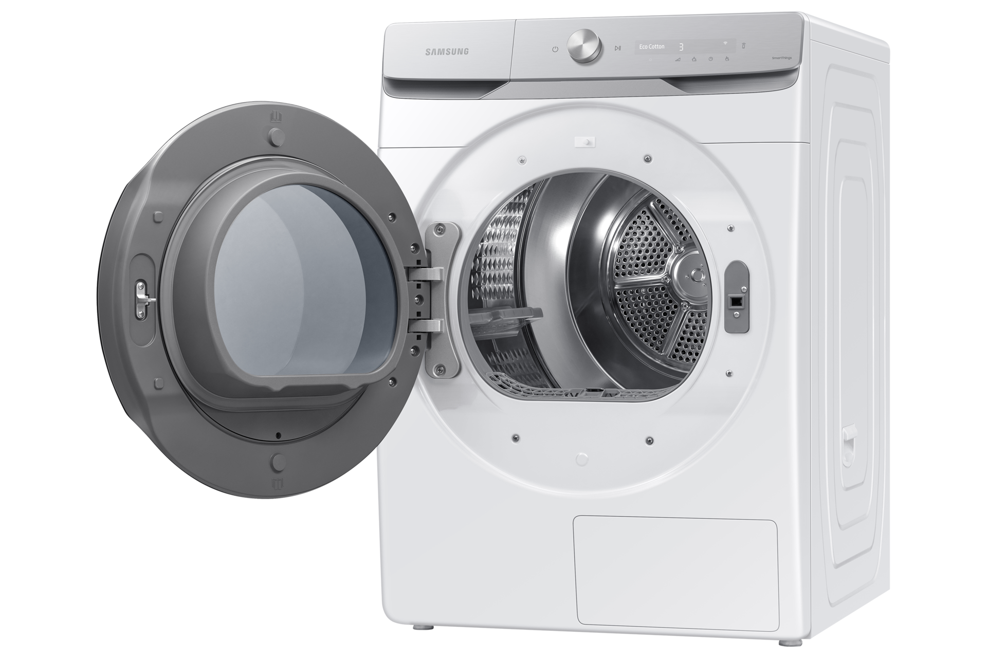 Laundry Dryer with Hybrid Heat Pump and AI Control DV16DG8600BWU3 R-Perspective-Open White 