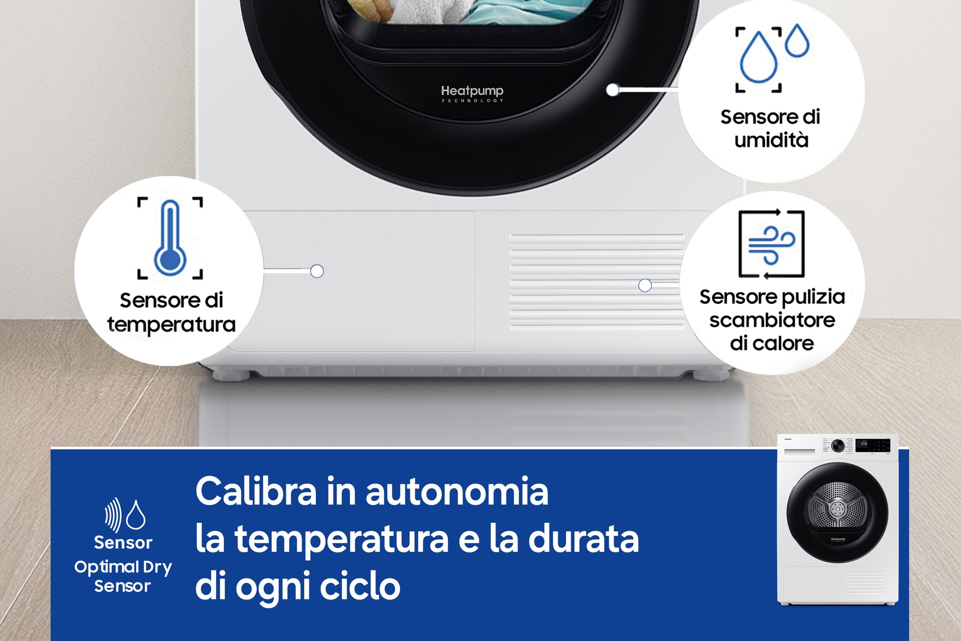 Asciugatrice Samsung Crystal EcoDry 8 Kg DV80DG52B0AEET Bianco