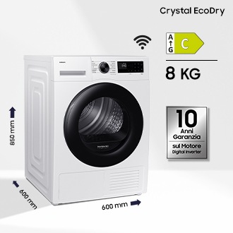 Asciugatrice Samsung Crystal EcoDry 8 Kg DV80DG52B0AEET Bianco