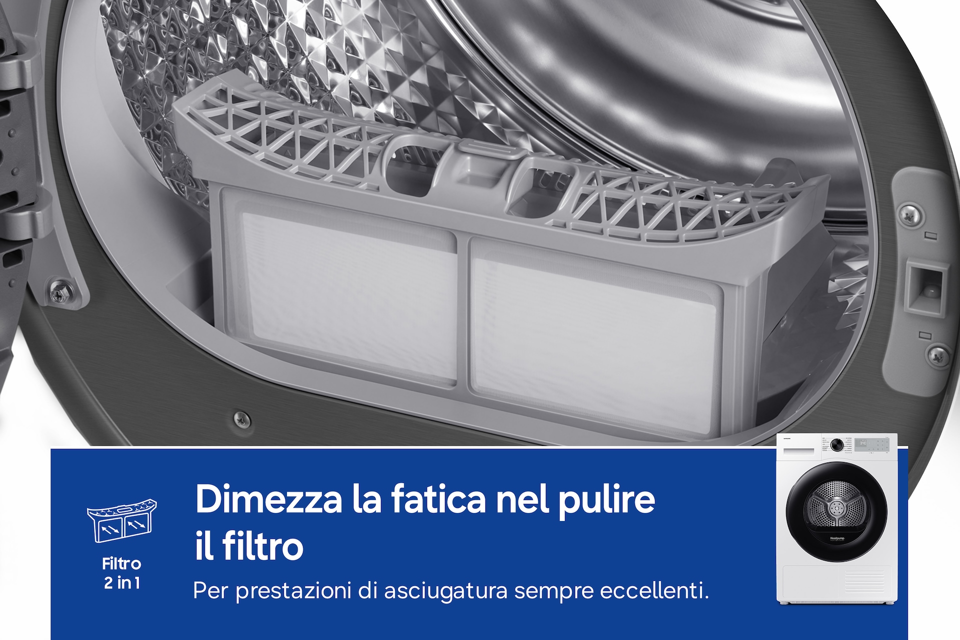 Asciugatrice Samsung Crystal EcoDry 8 Kg DV80DG52B0AHET Bianco