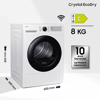 Asciugatrice Samsung Crystal EcoDry 8 Kg DV80DG52B0AHET Bianco