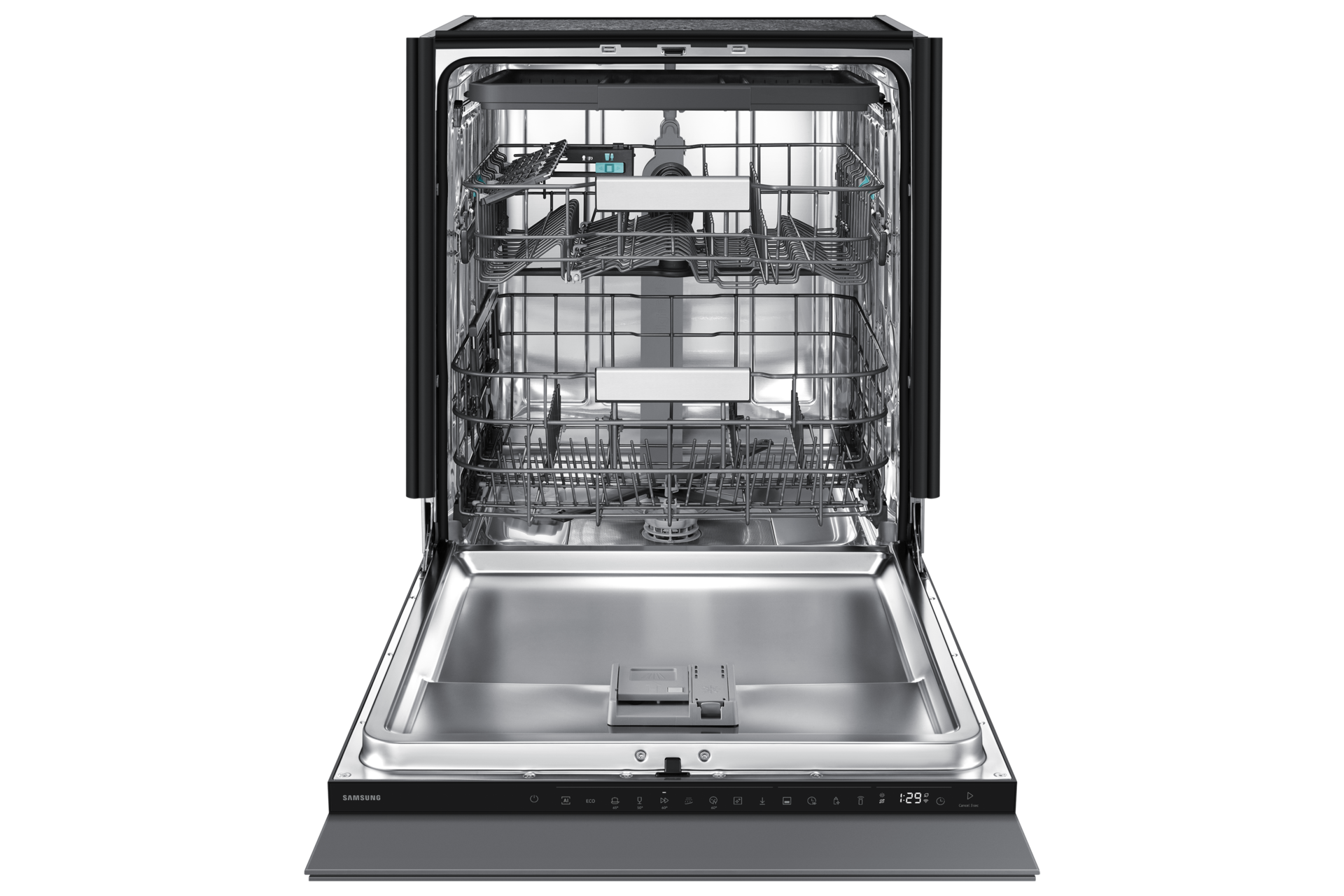 DW90H/24 Full Built-in Dishwasher Energy Efficiency and AI Wash ⠀ Front-Open2 Gray 