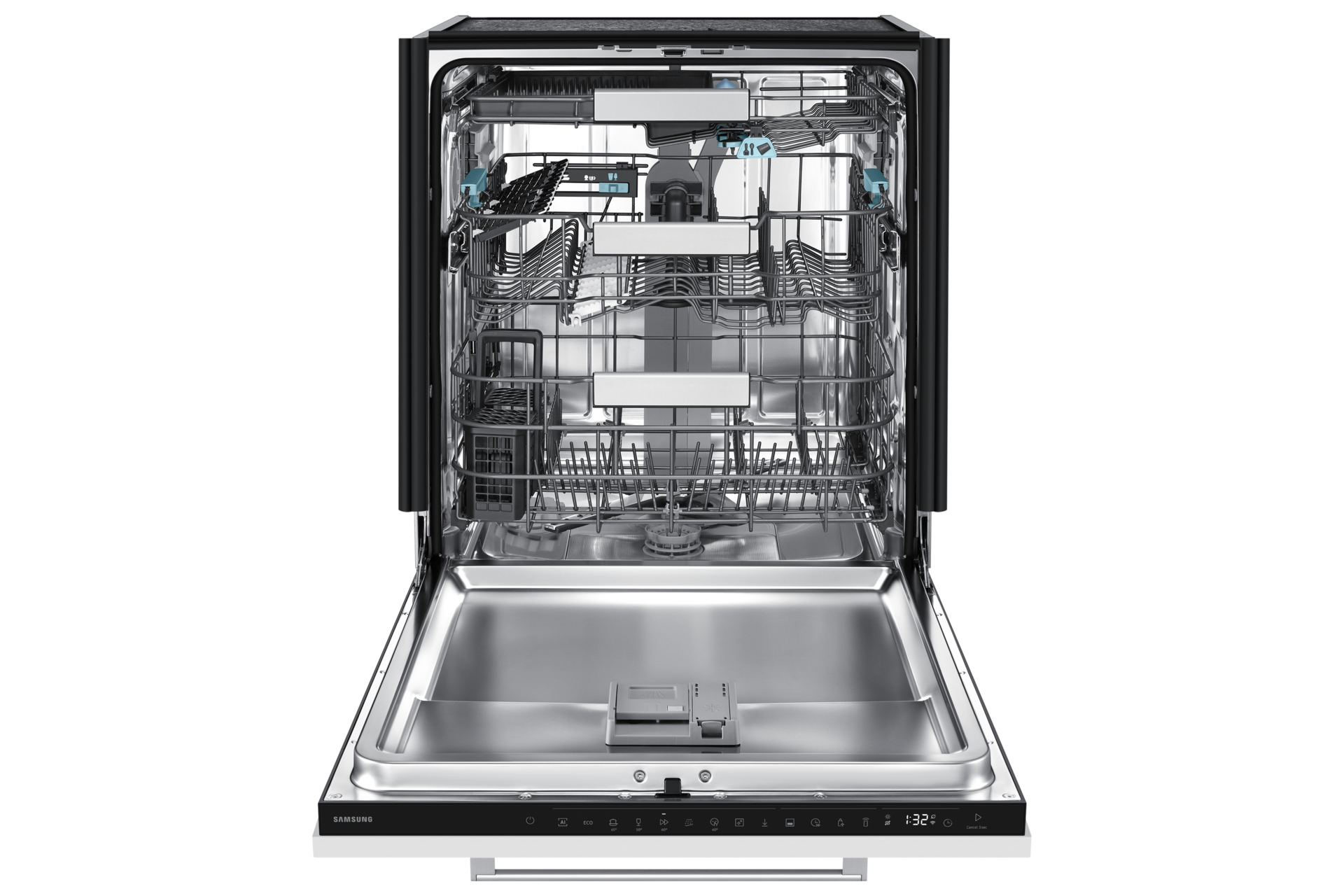 DW90H/24 Full Built-in Dishwasher Energy Efficiency and AI Wash ⠀ Front-Open2 White 