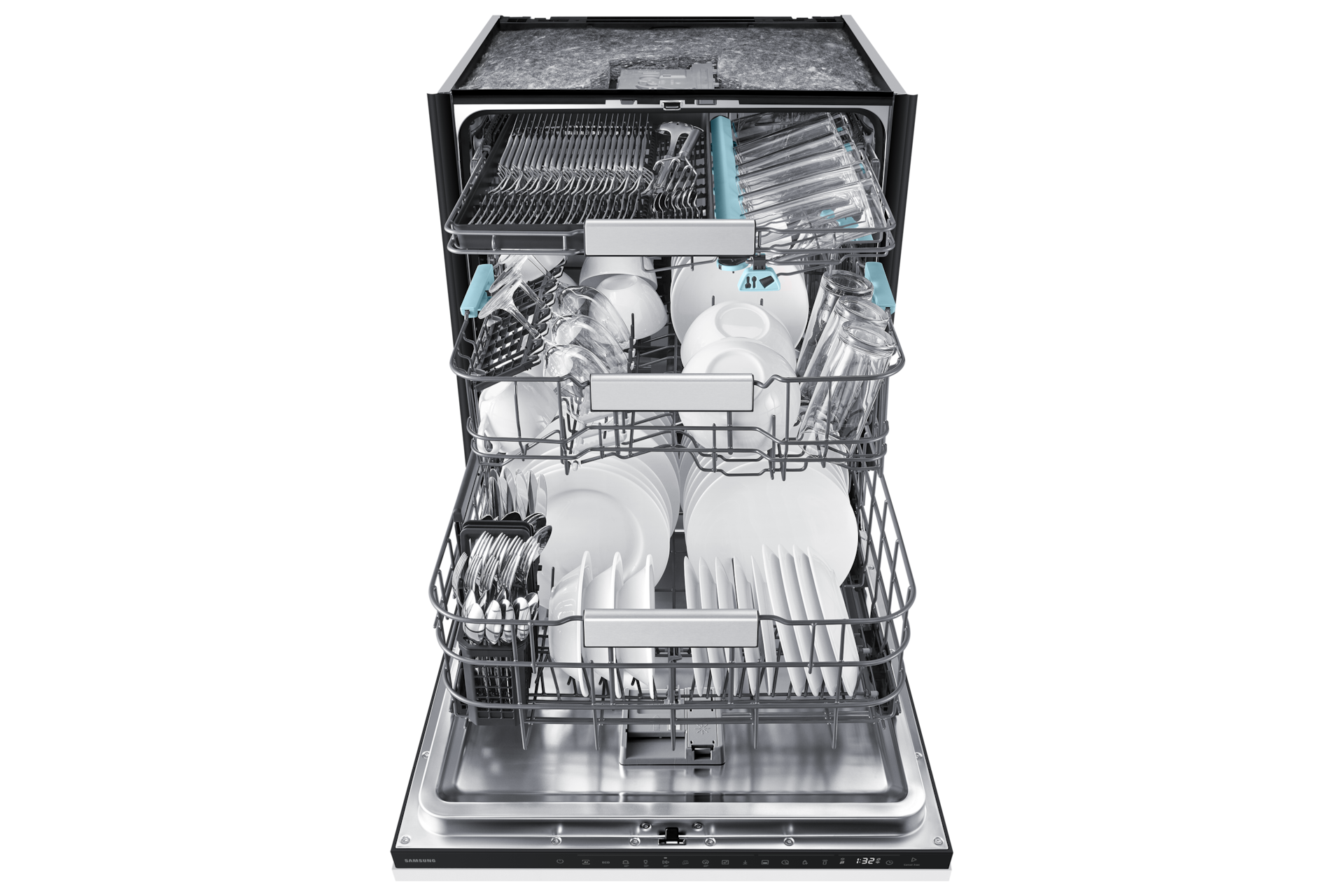 DW90H/24 Full Built-in Dishwasher Energy Efficiency and AI Wash ⠀ Front-Open3 White 