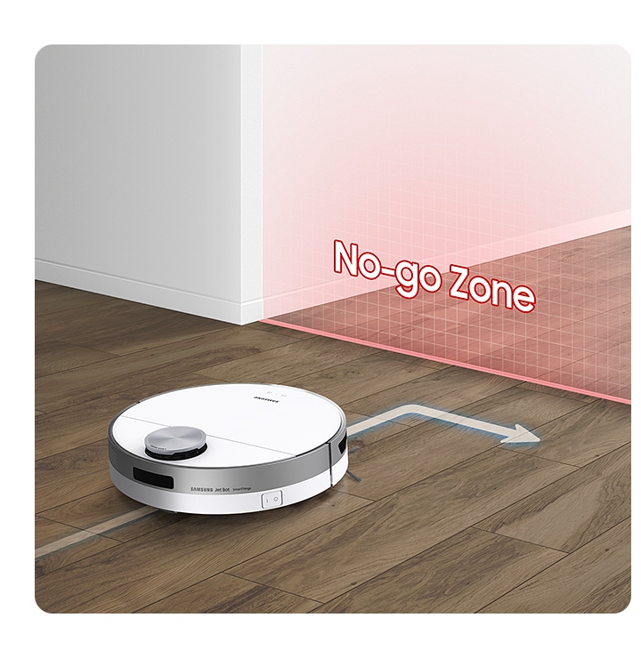 JetBot 80+ evita uno spazio in una casa che è stato impostato dall'utente come No-go Zone.
