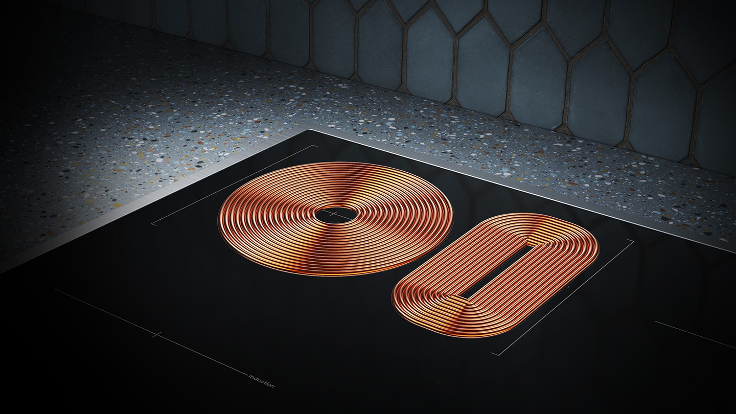 The induction has two concentric line. One is Round shape and the other one is oval shaped.