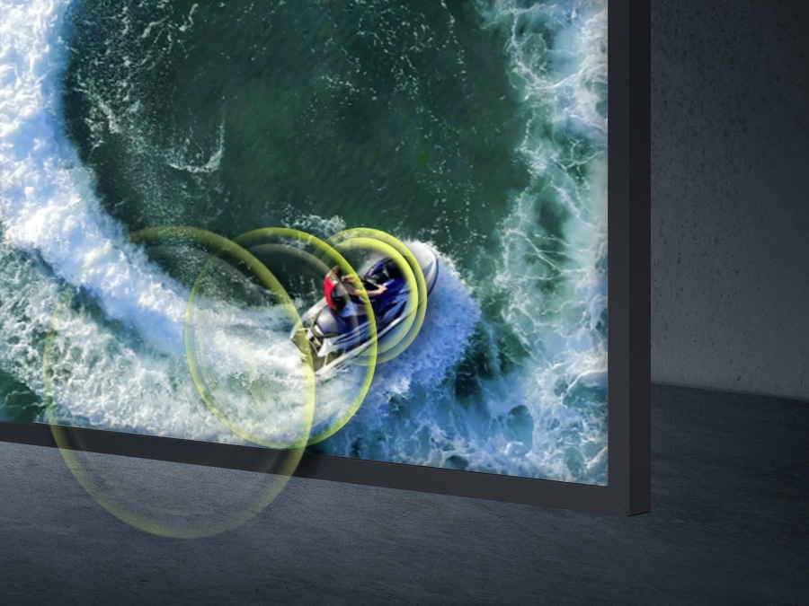 The Frame is showing a boat in the water going around in circles. OTS Lite technology is tracking the sound. 