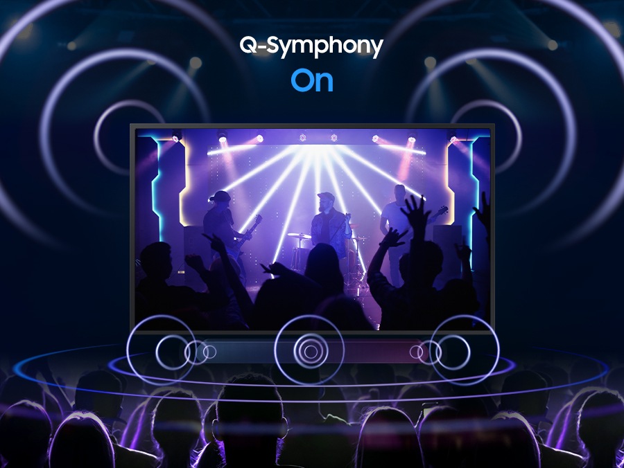 Only sound from the Soundbar was activated when Q-Symphony was off, but sound from both the TV and Soundbar turned on when Q-Symphony turned on.
