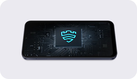 Un Galaxy A25 5G con il logo Samsung Knox visualizzato sullo schermo.