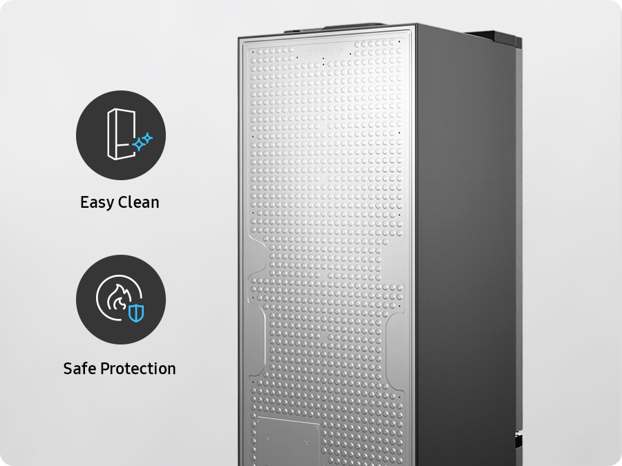 There are Easy Clean and Safe Protection icons. There is a back view of the RB7300.