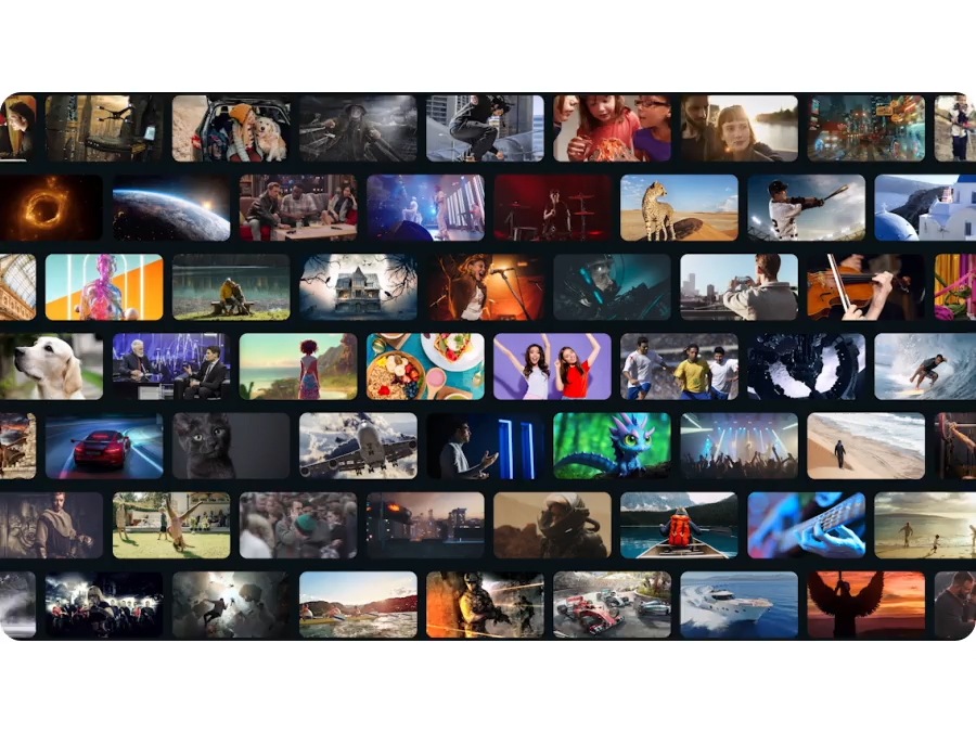 Array of screens showing various content. Aerial shot reveals more screens and vast amount of content available. Endless Free Content. Other screens appear. Experience, smart, beyond. Screens move to the side as if scrolled through. TV show, sports, movie, drama, music. Upscale Your Entertainment.