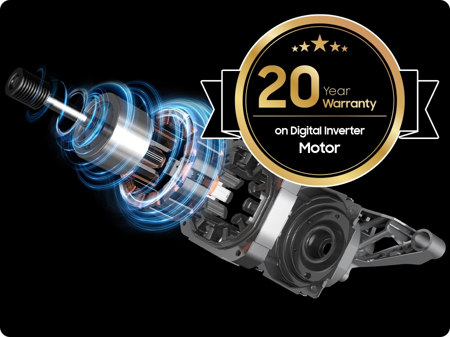 The dryer motor has a 20-year warranty on Digital Inverter Motor.
