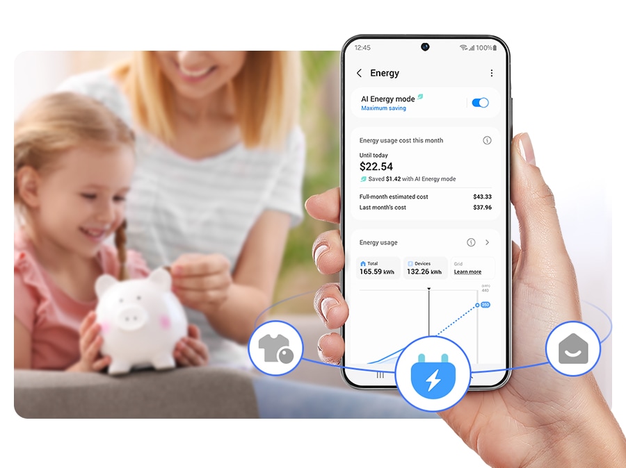 A person is using the SmartThings Energy and checks the energy usage.