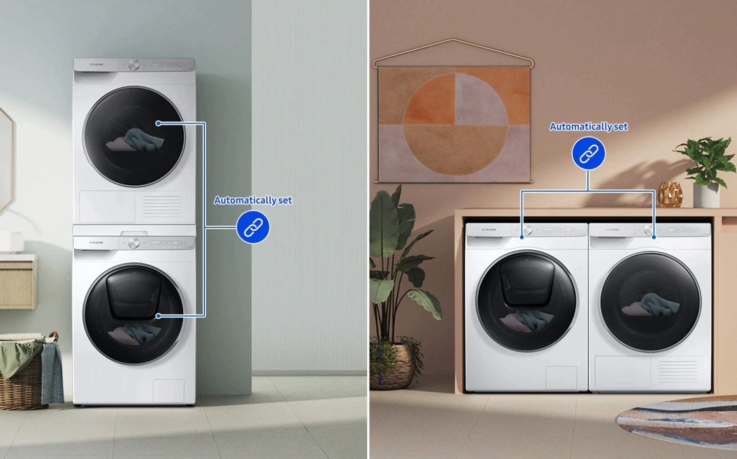 La lavatrice comunica con l'asciugatrice impostando direttamente il programma di asciugatura ideale 