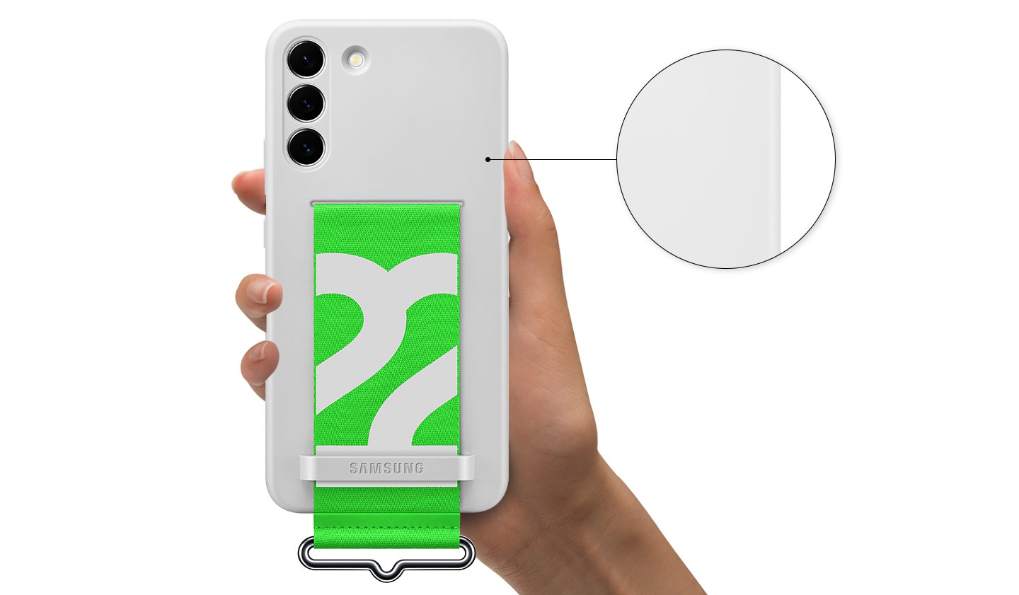 Dettaglio sulla Galaxy S22+ Silicone Cover with Strap