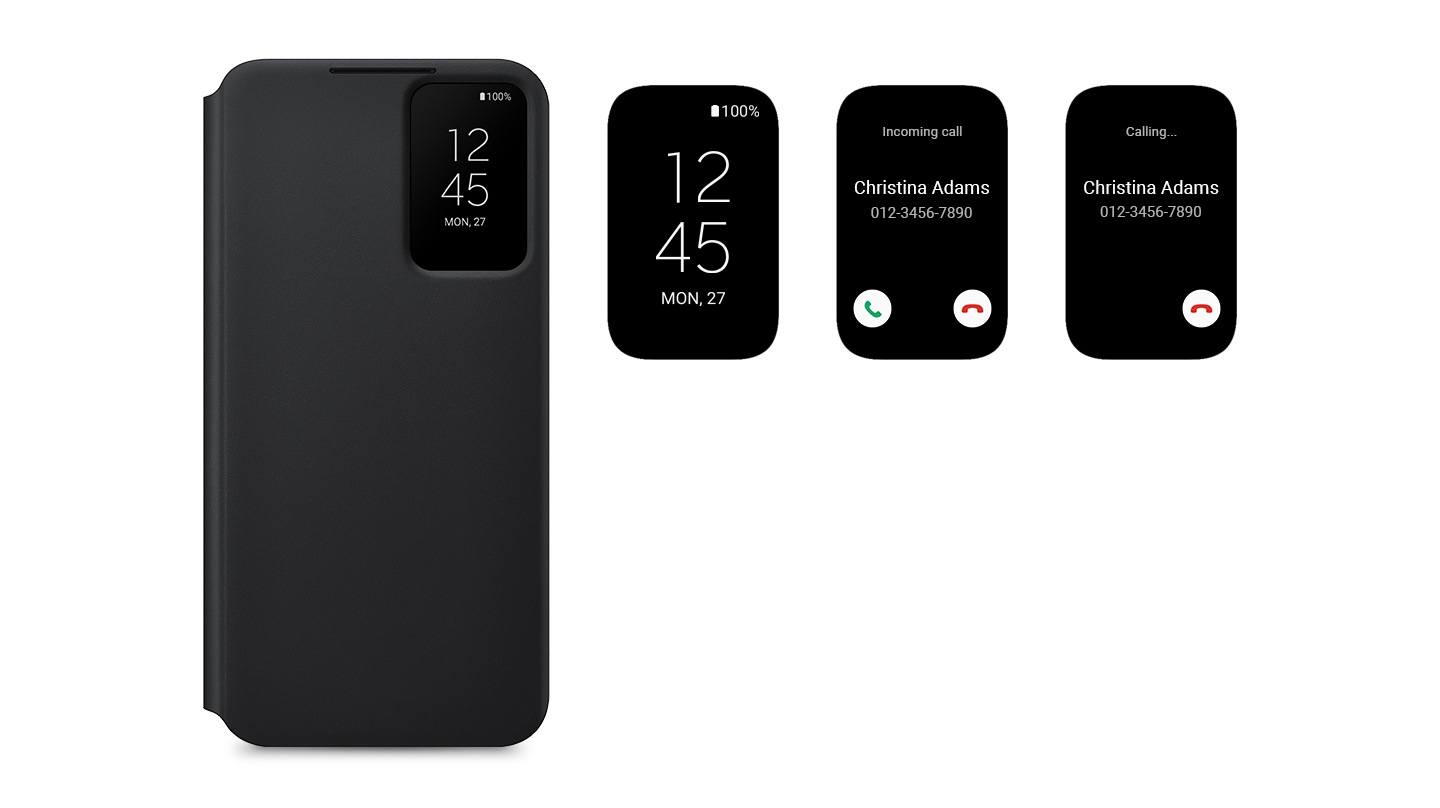 Dettaglio display Galaxy S22+ con la sua  Smart Clear View Cover