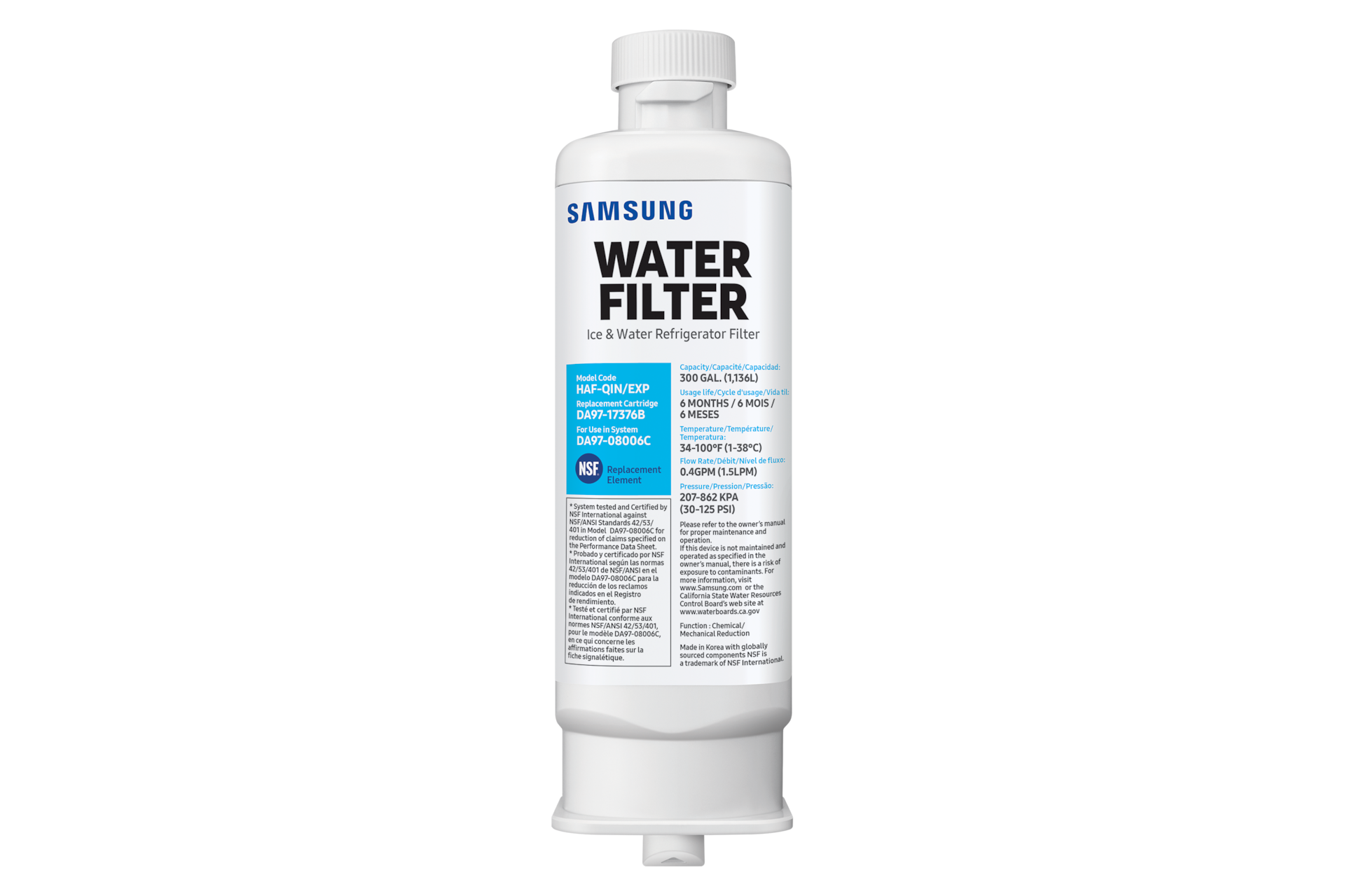 Samsung Filtro per Frigoriferi 4 Porte RF9000AC HAF-QIN/EXP, White
