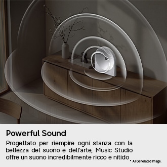 Powerful Sound Progettato per riempire ogni stanza con la bellezza del suono e dell'arte, Music Studio offre un suono incredibilmente ricco e nitido