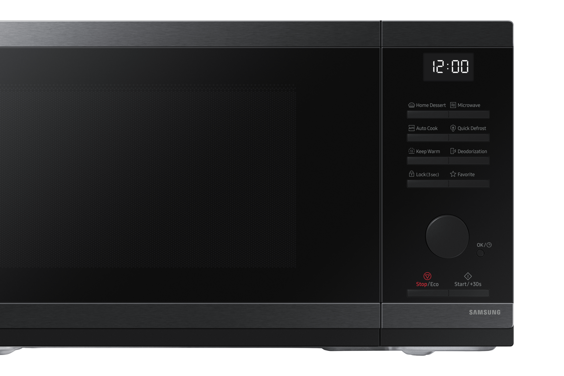 MW4000D Grill/Solo MWO With Grill Fry and Bread Defrost Detail-Control-Panel-and-Handel Black 