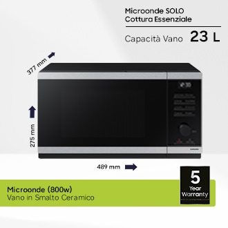 Microonde Samsung Solo Cottura Essenziale 23L MS23DG4504ATE1 Silver