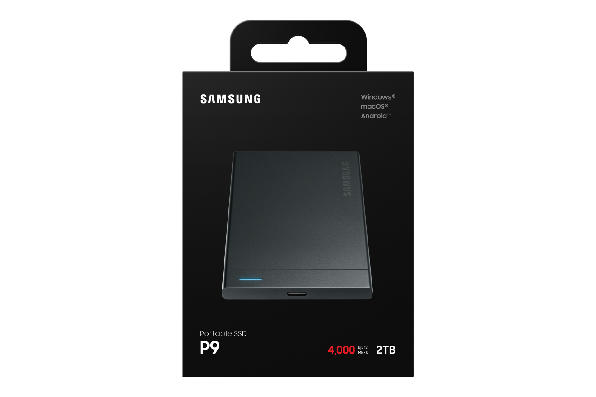 Portable SSD P9 USB4 Gen 3x2 PKG-Front Jet Black 