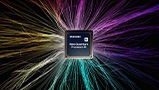 Various yellow, purple and turquoise colors are seen coming out from Samsung AI-powered Neo Quantum Processor 4K.
