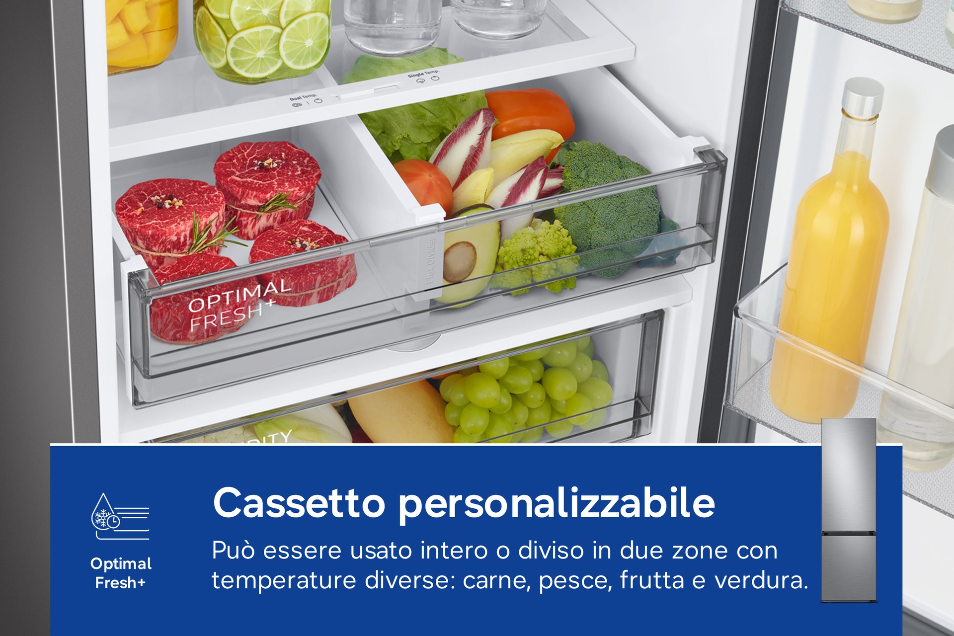 Frigorifero Combinato Samsung Bespoke AI 1.85m 344L Personalizzabile RB34C7B5DAP Prism