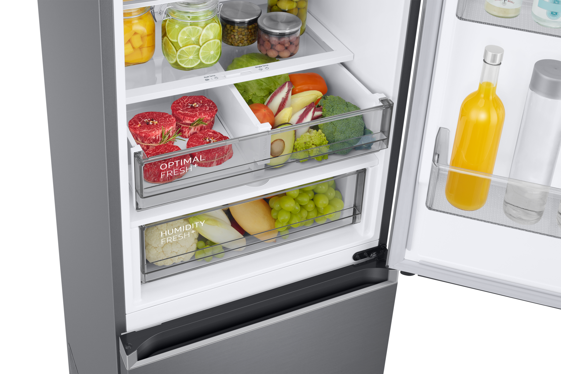 Bottom Mount Freezer with SmartThings AI energy mode and All Around Cooling RB38C705CSR/EF Detail-2Temp-Zone2 Silver 