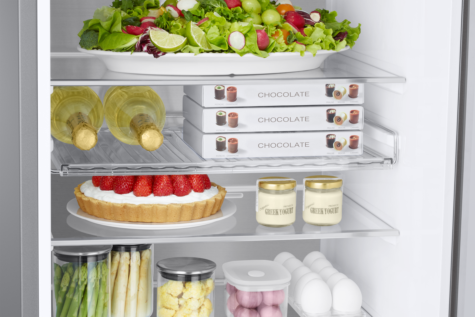 Bottom Mount Freezer with SmartThings AI energy mode and All Around Cooling RB38C705CSR/EF Detail-Wine-Shelf Silver 