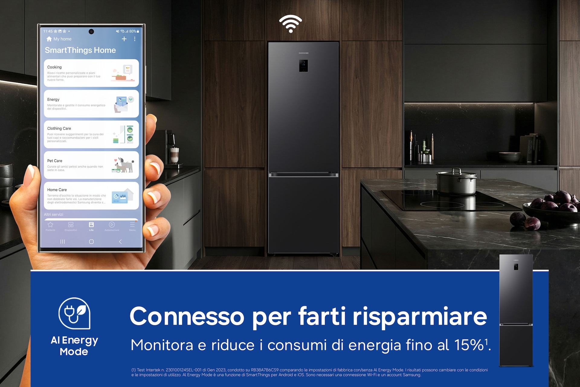 Frigorifero Combinato Samsung EcoFlex AI 2m 390L RB38C776CB1/EF Black