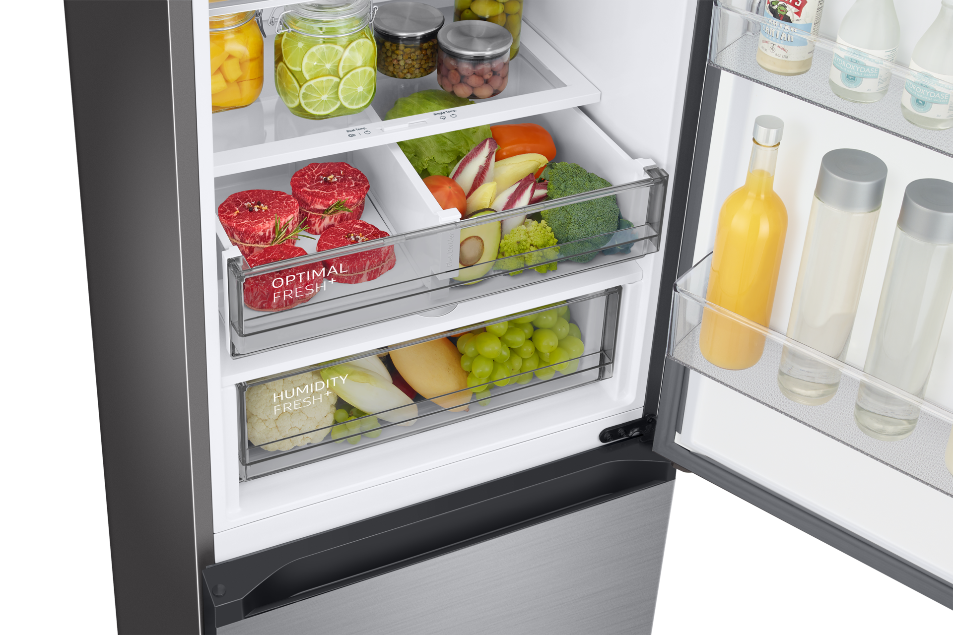 Bespoke Bottom Mount Freezer with SmartThings AI energy mode and Twin Cooling Detail-2Temp-Zone2 Silver 