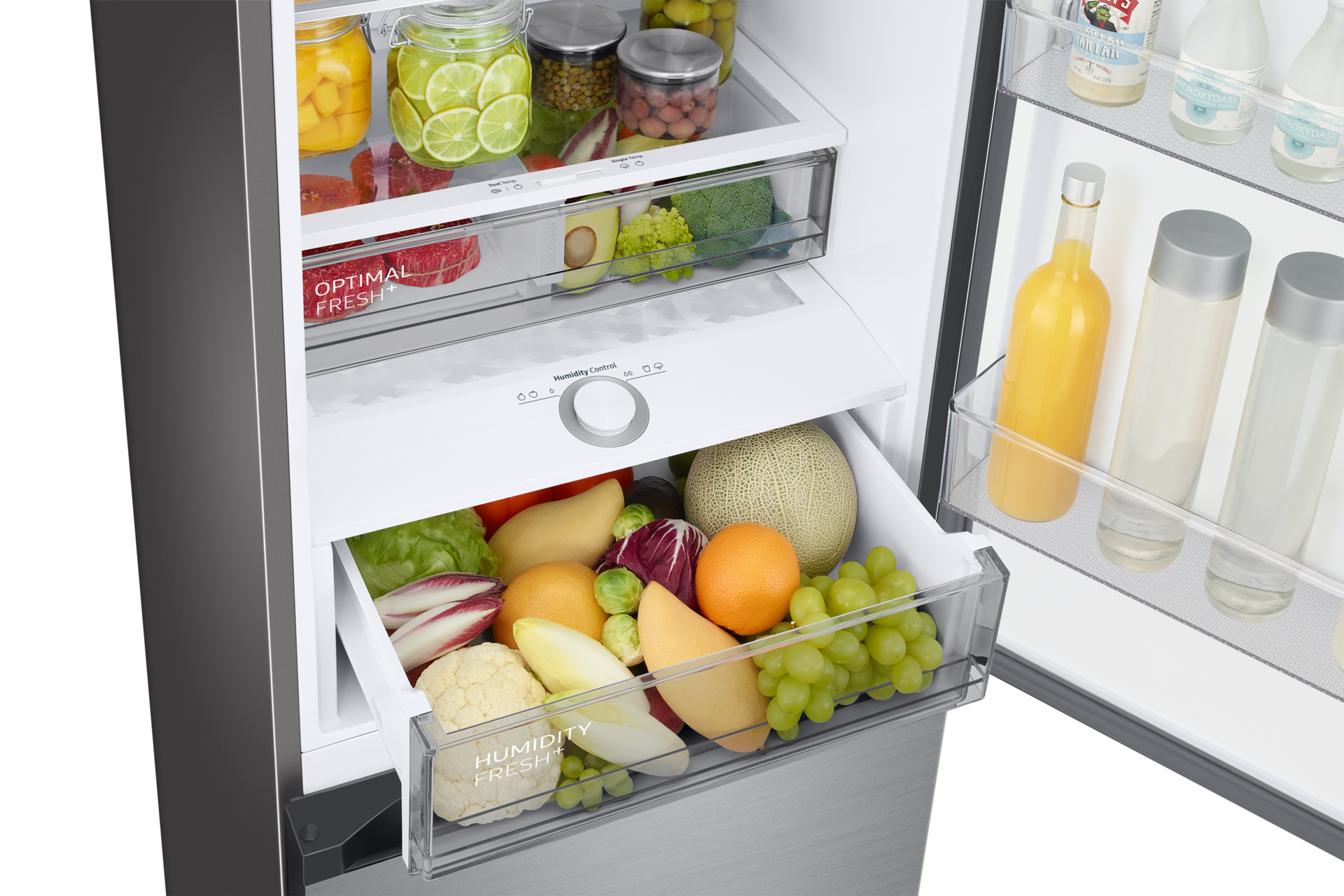 Bespoke Bottom Mount Freezer with SmartThings AI energy mode and Twin Cooling Detail-2Temp-Zone3 Silver 
