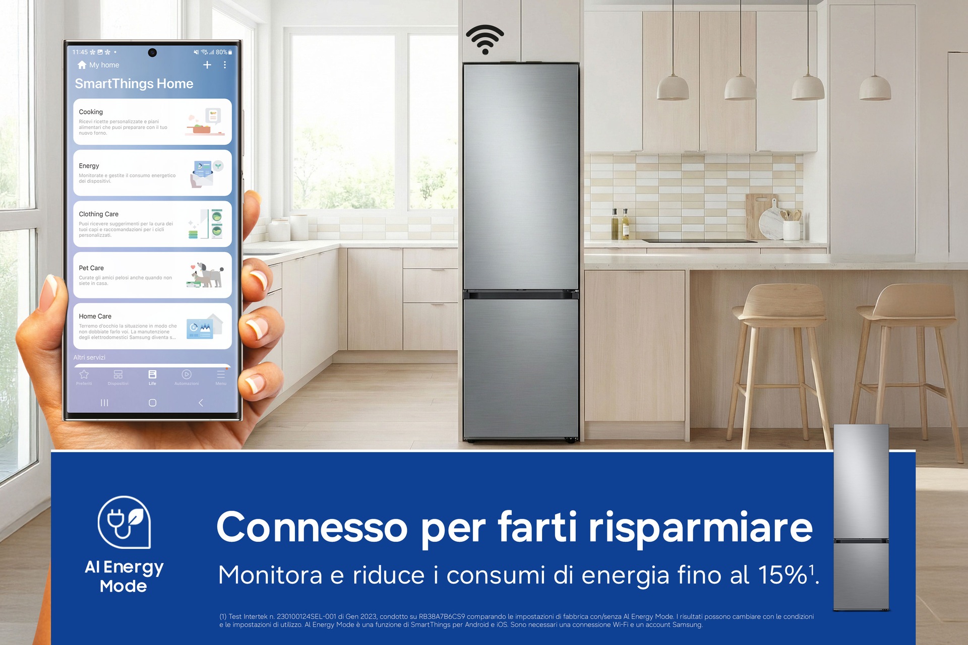 Bespoke Bottom Mount Freezer with SmartThings AI energy mode and all around cooling Silver