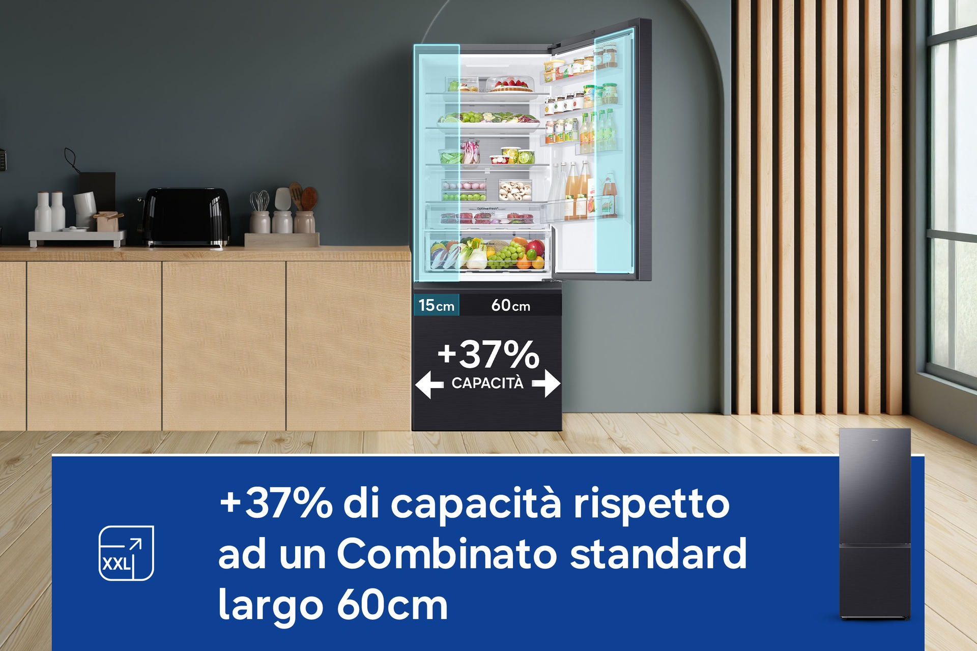Frigorifero Combinato Samsung FIRST 75 AI largo 75cm Total No Frost 538L RB53DG706AB1EF Black Doi
