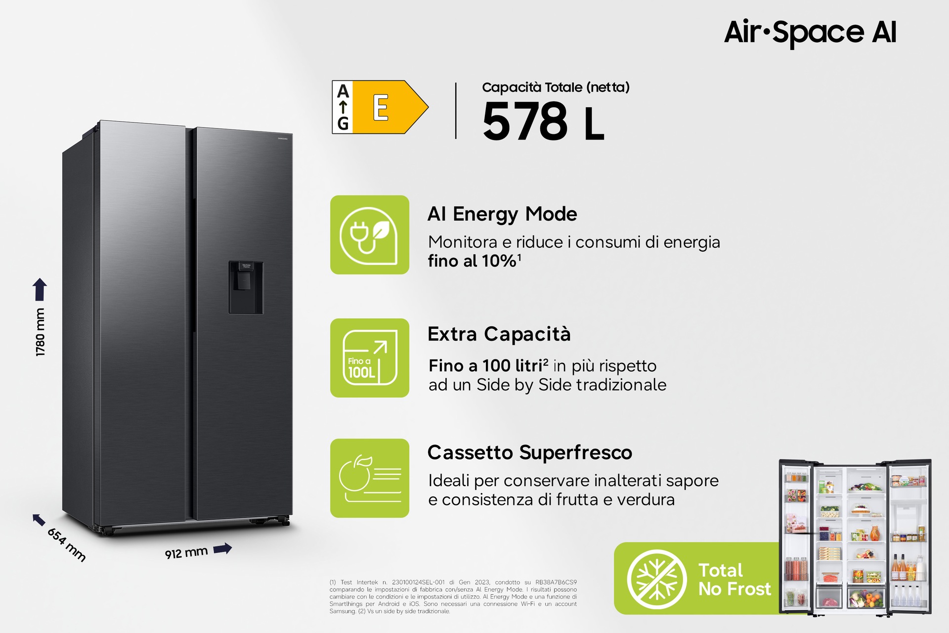 Frigorifero Side by Side Samsung Air Space AI 583L RS57DG400EM9EF Inox