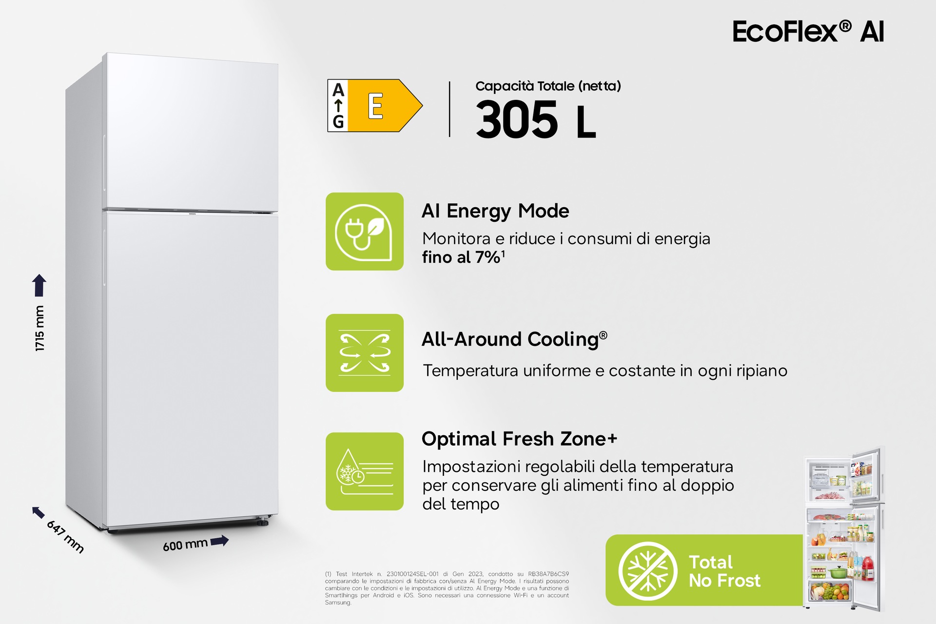 Frigorifero Doppia Porta Samsung EcoFlex AI 305L RT31CG5624S9 White