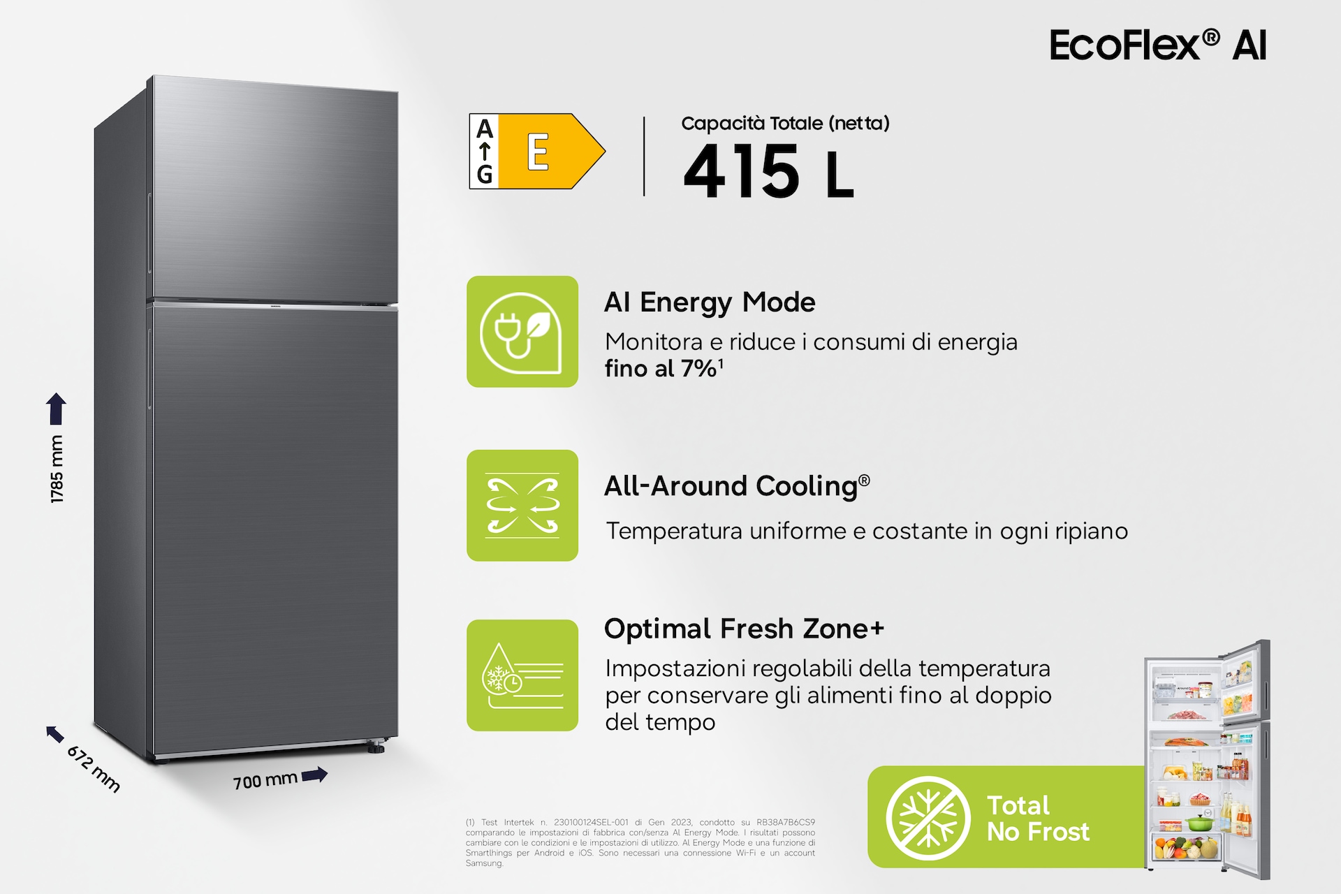 Frigorifero Doppia Porta Samsung EcoFlex AI 415L RT42CG6644S9ES Refined Inox