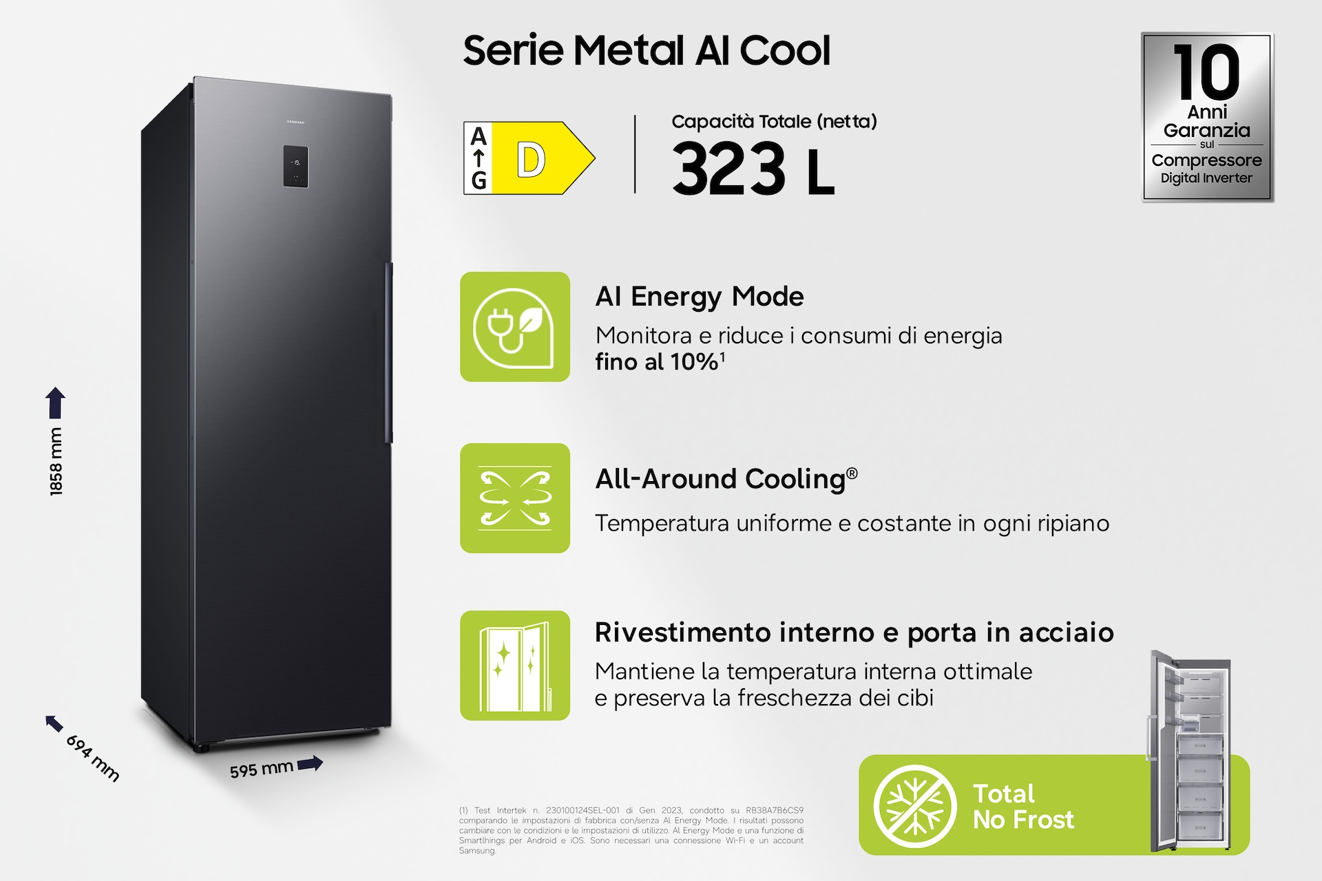 Freezer Monoporta Samsung Serie Bespoke AI 323L RZ70H32HDTEF Black