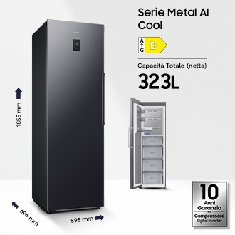 Freezer Monoporta Samsung Serie Bespoke AI 323L RZ70H32HDTEF Black