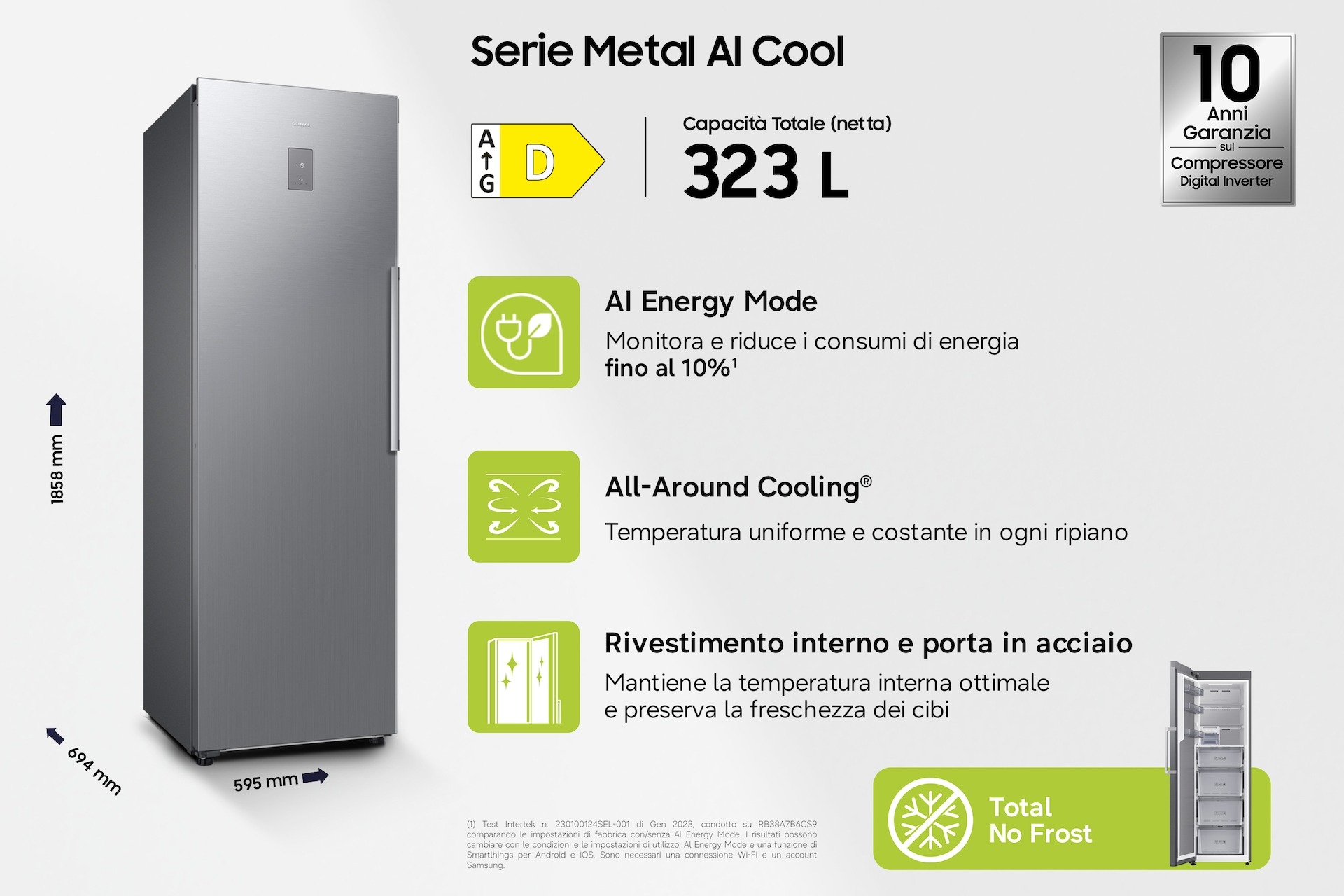 Freezer Monoporta Samsung Serie Bespoke AI 323L RZ70H32HDTEF Silver