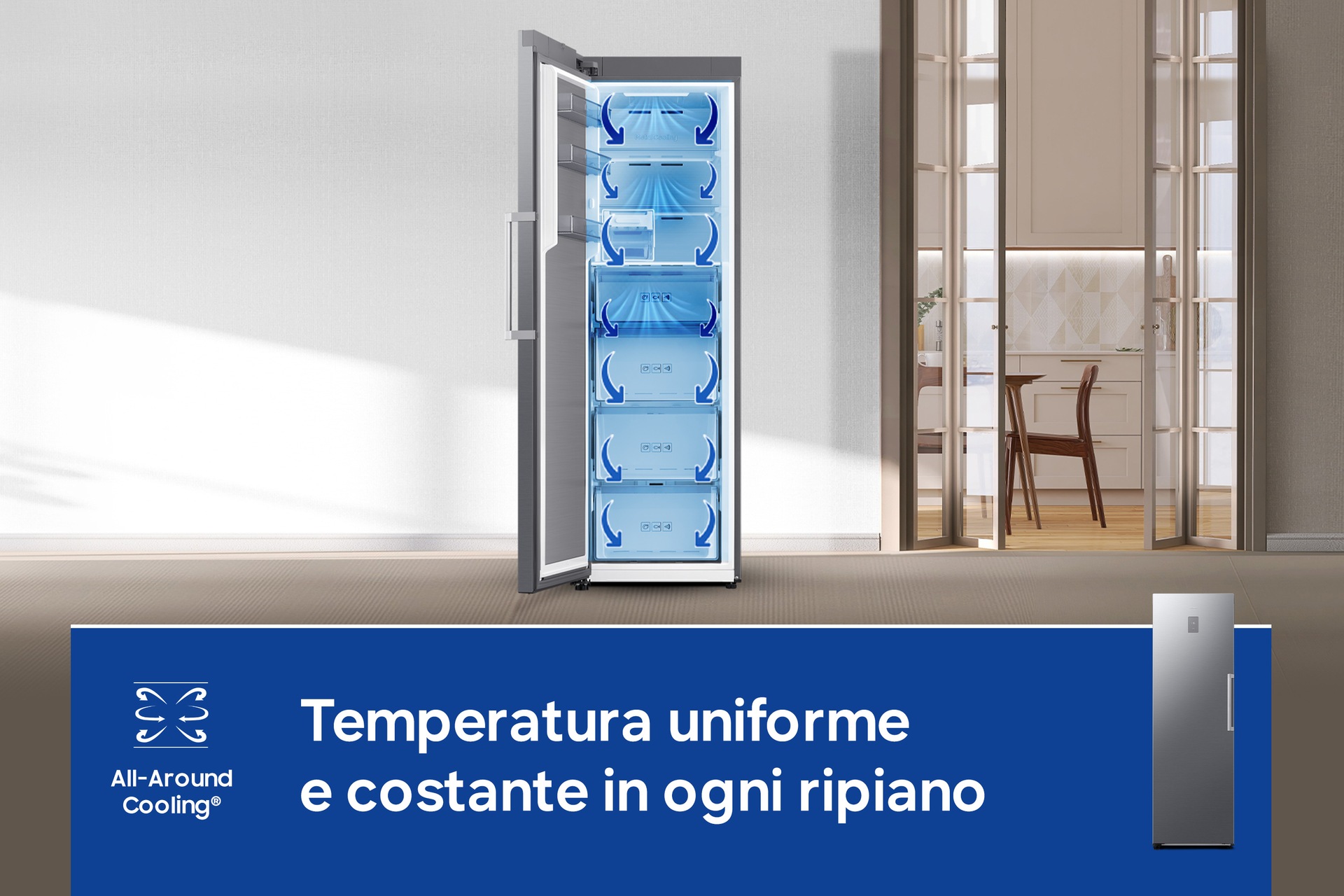 Freezer Monoporta Samsung Serie Bespoke AI 323L RZ70H32HDTEF Silver
