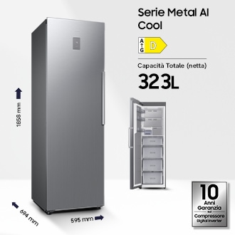 Freezer Monoporta Samsung Serie Bespoke AI 323L RZ70H32HDTEF Silver