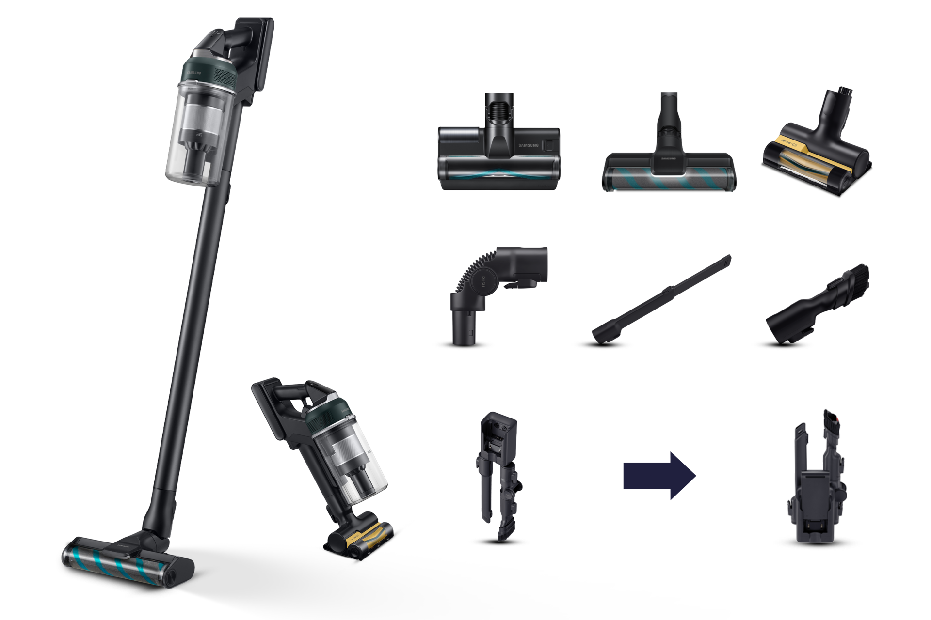 Aspirapolvere senza filo Samsung Jet 85S Complete 250W VS70H25WFT Teal Green
