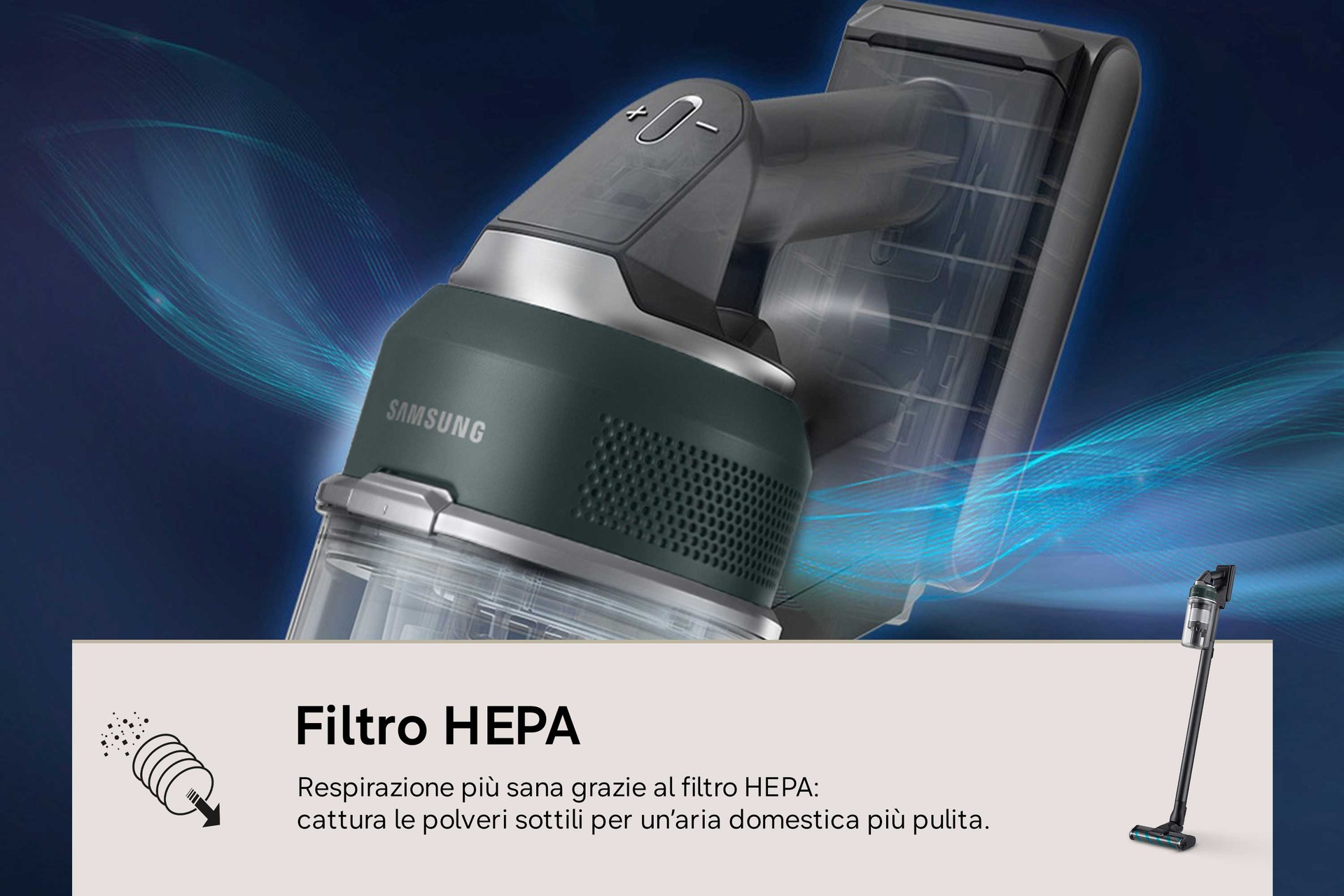 Aspirapolvere senza filo Samsung Jet 85S Complete 250W VS70H25WFT Teal Green