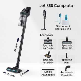 Aspirapolvere senza filo Samsung Jet 85S Complete 250W VS70H25WFT Teal Green
