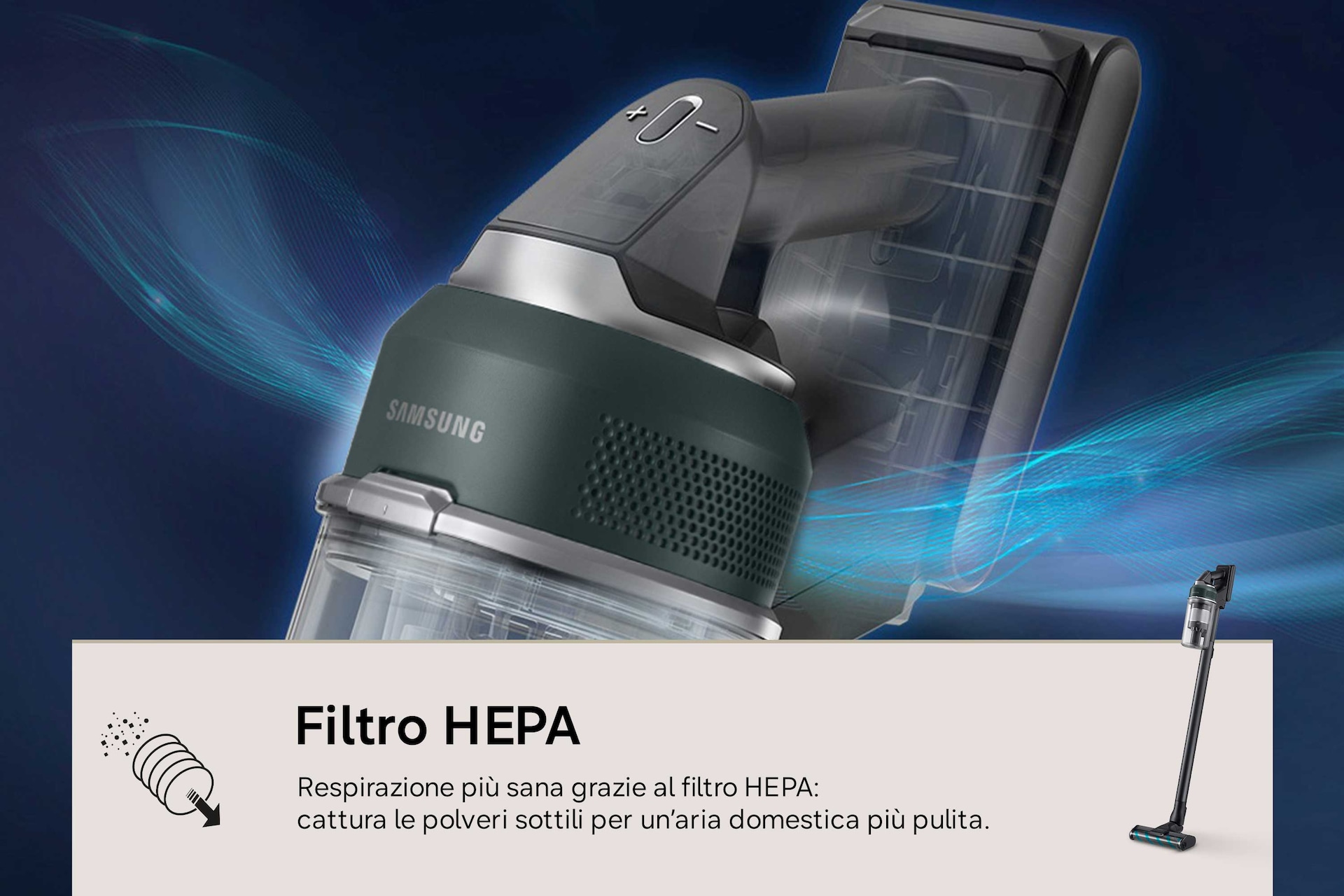 Jet 85S Stick VC 250W / 60 Min. 2.43kg with the Slim LED Brush R-Side Phantom Green 
