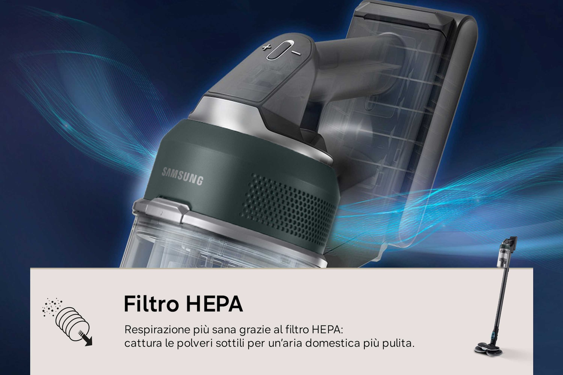 Jet 85S Stick VC 250W / 60 Min. 2.43kg with the Slim LED Brush Front-Dynamic1 Phantom Green 
